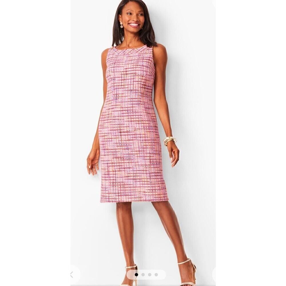 Talbots Pink Multicolor Tweed Midi Sheath Dress - Picture 15 of 15